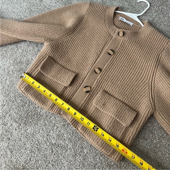 Tan Ribbed Button-Up Cardigan - Picture 8 of 11